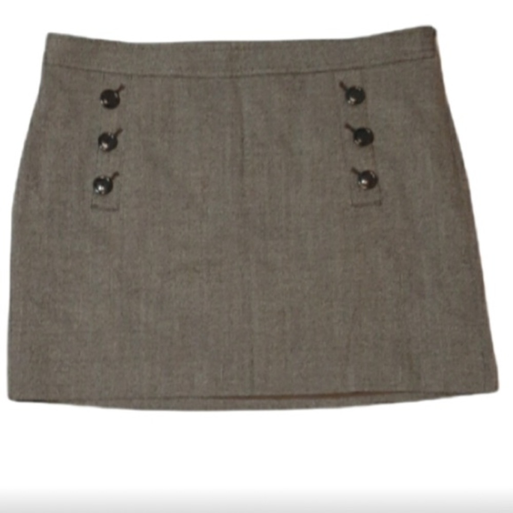 Banana Republic Women's Brown Wool Blend Skirt Button Accent Dark Academia 12